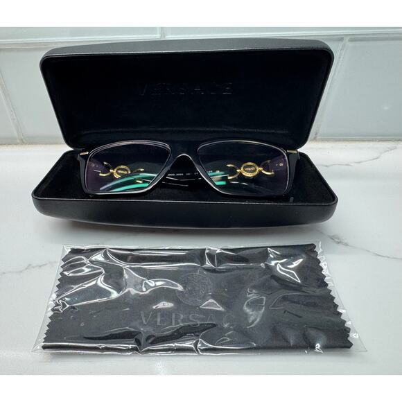 Versace Black & Gold Glasses Original Case & Cleaning Cloth - 3335 GB1 54014 140 - Picture 3 of 12